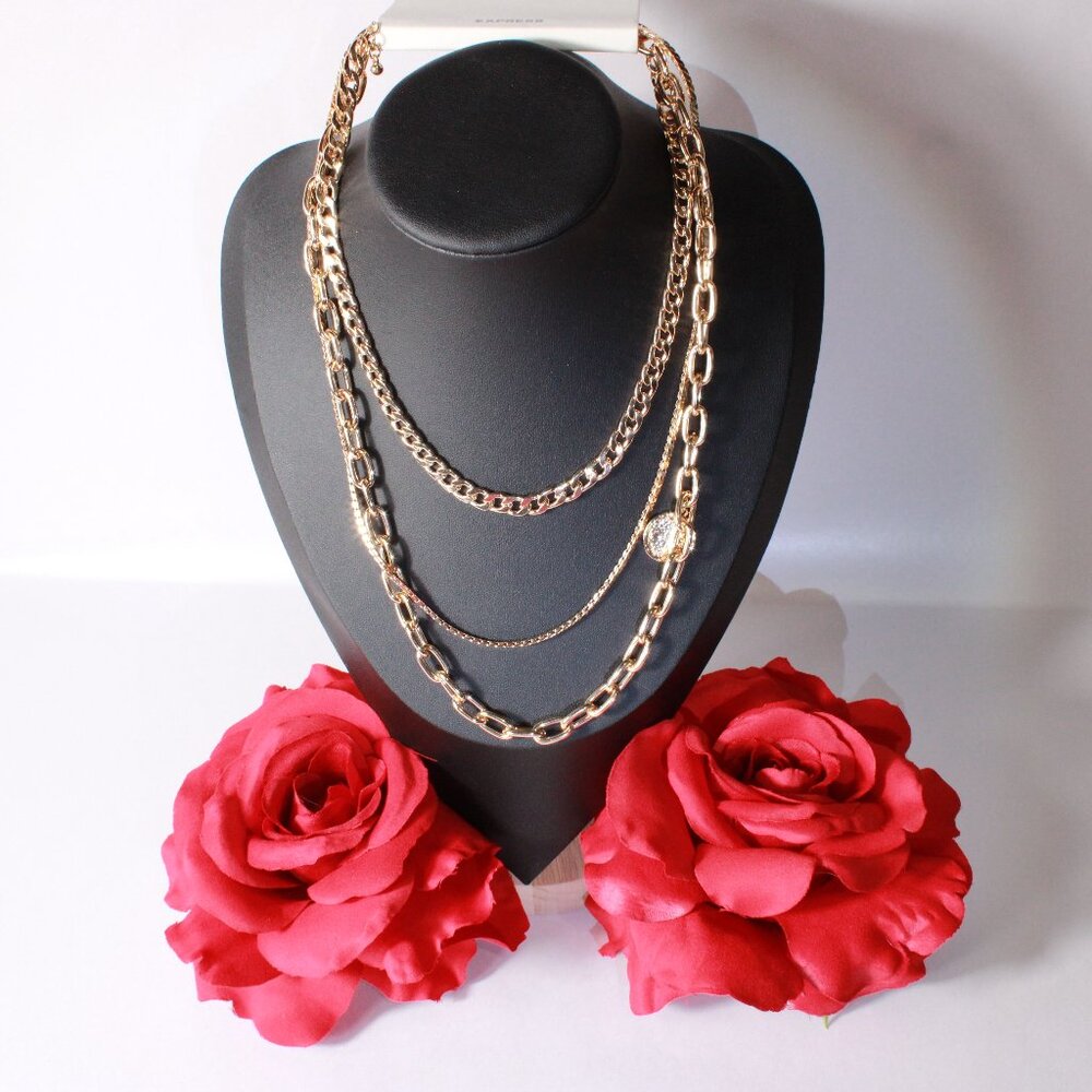 NWT Express Multi-Chain Gold Tone Necklace
